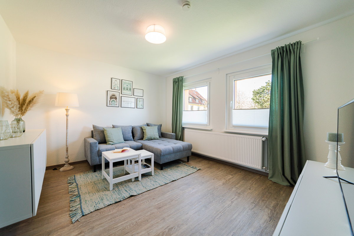 Möblierung einer Bestandswohnung Wohnzimmer nachher